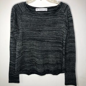 Zara shimmer top with elbow patches